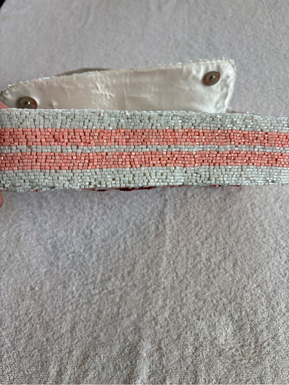 NWT Viral Beaded Cherry Bag Pink White Stripe Shoulder Purse - Picture 7 of 10